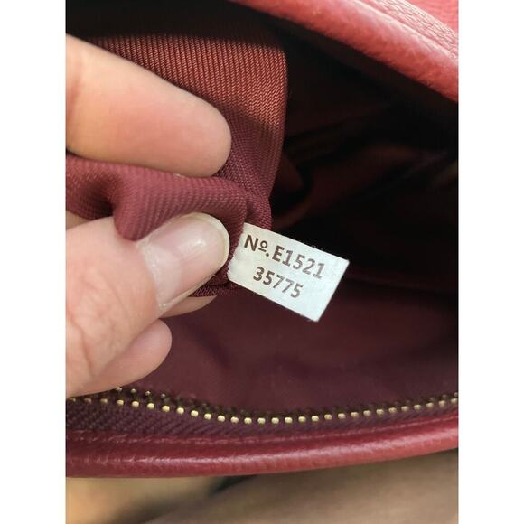 COACH 35775, LARGE RED PEBBLED LEATHER CROSSBODY BAG - Picture 14 of 16